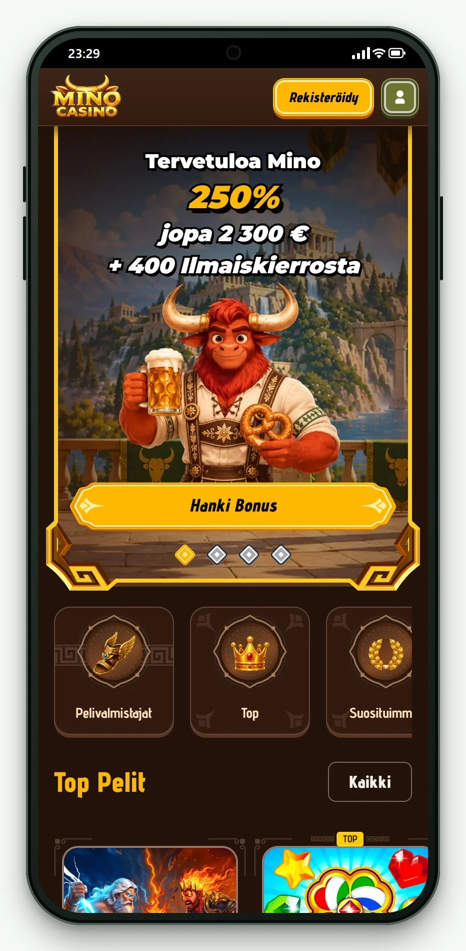 parhaat rapid transfer kasinot: Mino Casino mobiili